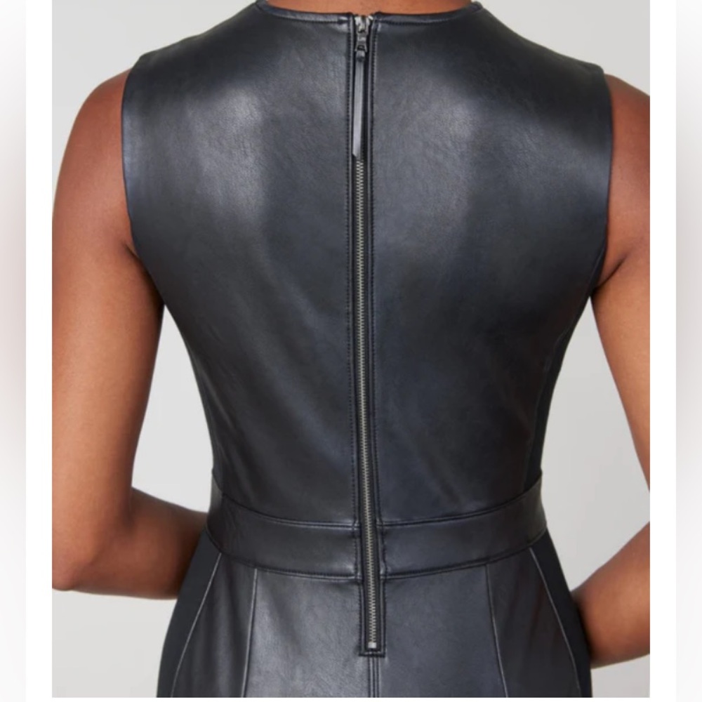 Spanx, Leather-Like Combo Fitted Dress NWT - Picture 4 of 10